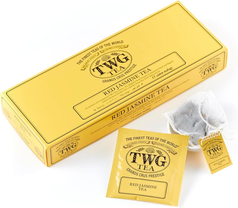 TWG Tea Red Jasmine Tea Gift Set - Rooibos Tea with Jasmine Flower, 15 Hand Sewn Cotton Teabags - Image 1